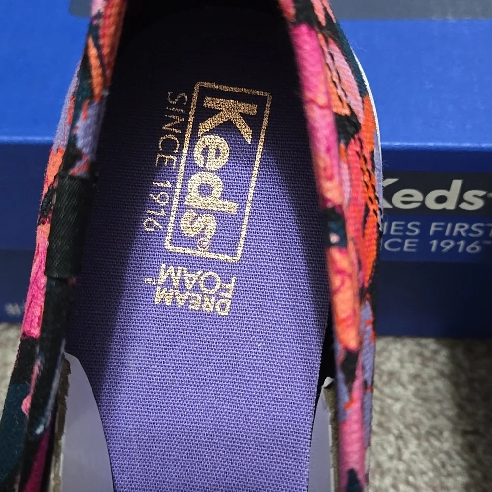 KEDS DOUBLE DECKER TWILL FLORAL Sneaker - Black in Size 8.5 - NEW IN BOX